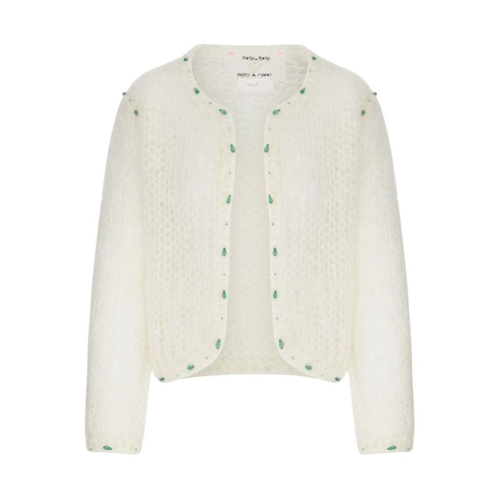 Forte Forte Women Short Cardigan In Openwork Knit With Embroidery